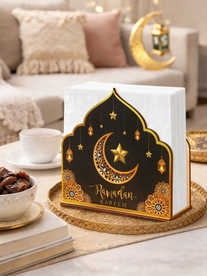 Ramadan Tissue Holder with Crescent & Lantern Design – Elegant Table Décor (Holder Only) - Image 2